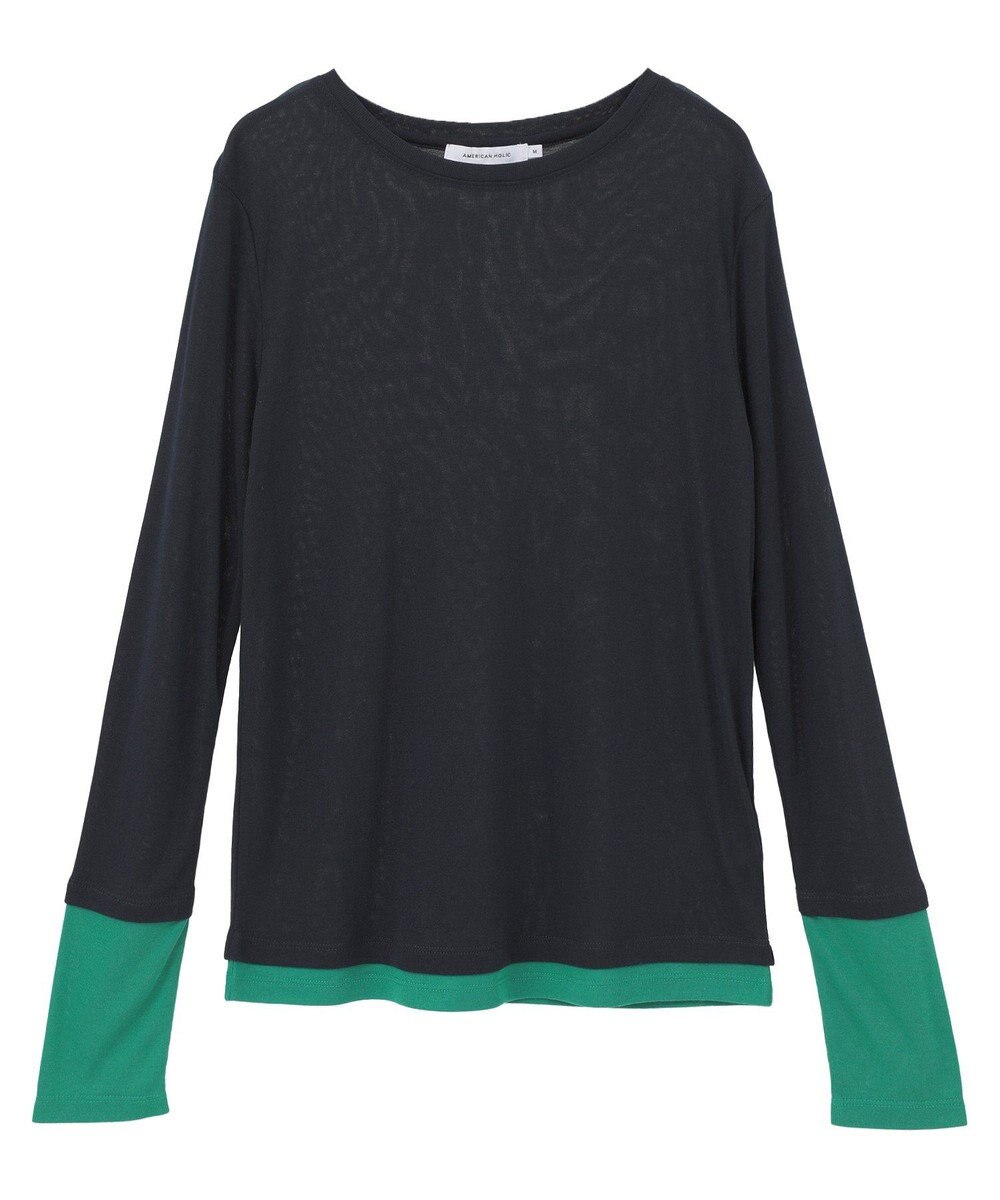 AMERICAN HOLIC 配色シアーレイヤードプルオーバー 
