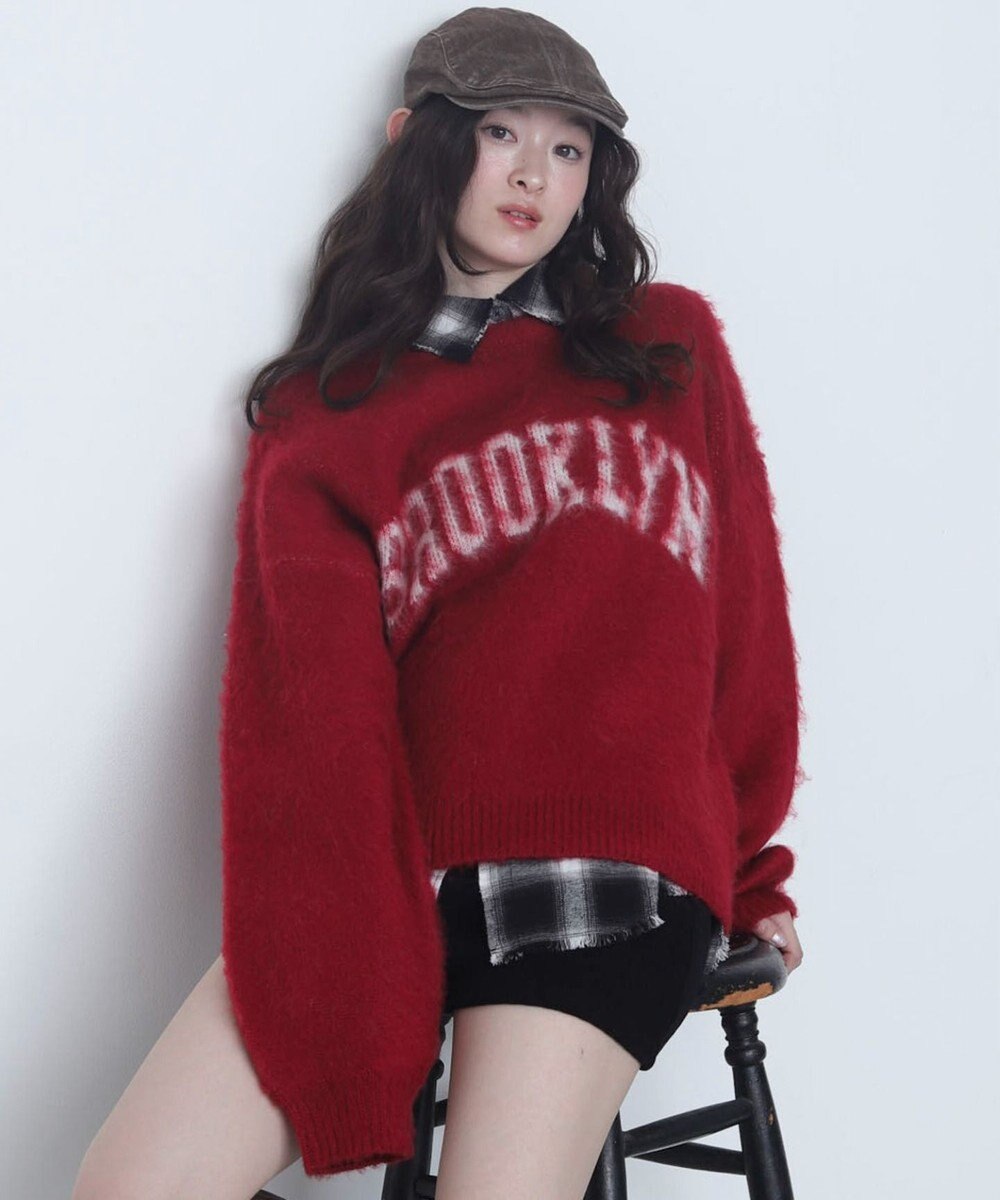 WEGO モヘアタッチBROOKLYNロゴニット 