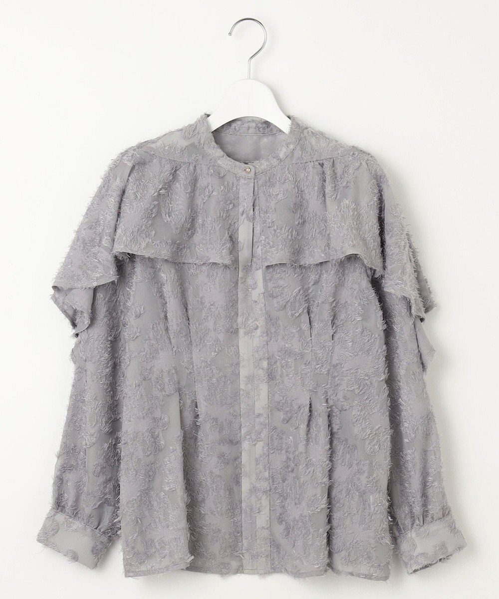 Feroux 【洗える】ジャカードフリルブラウス 