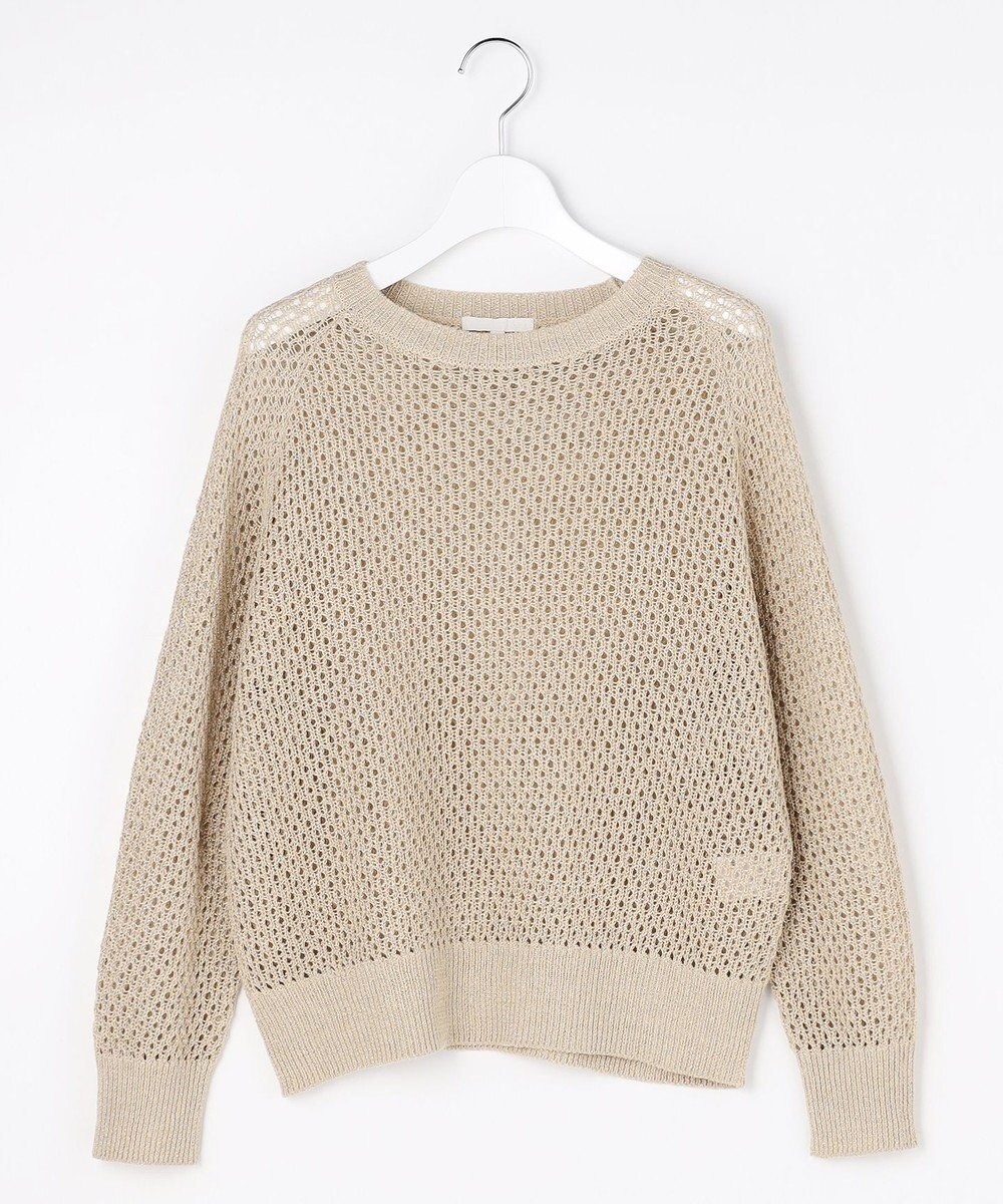 自由区 L リネンミドルゲージメッシュ ニット 