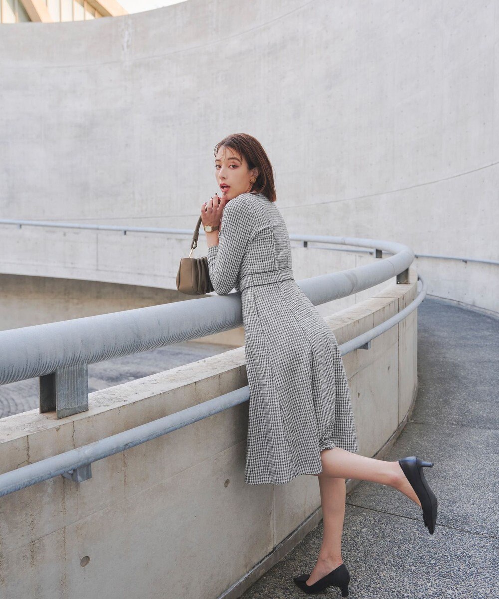 Tiaclasse 【洗える】ツイード配色フレアワンピース 