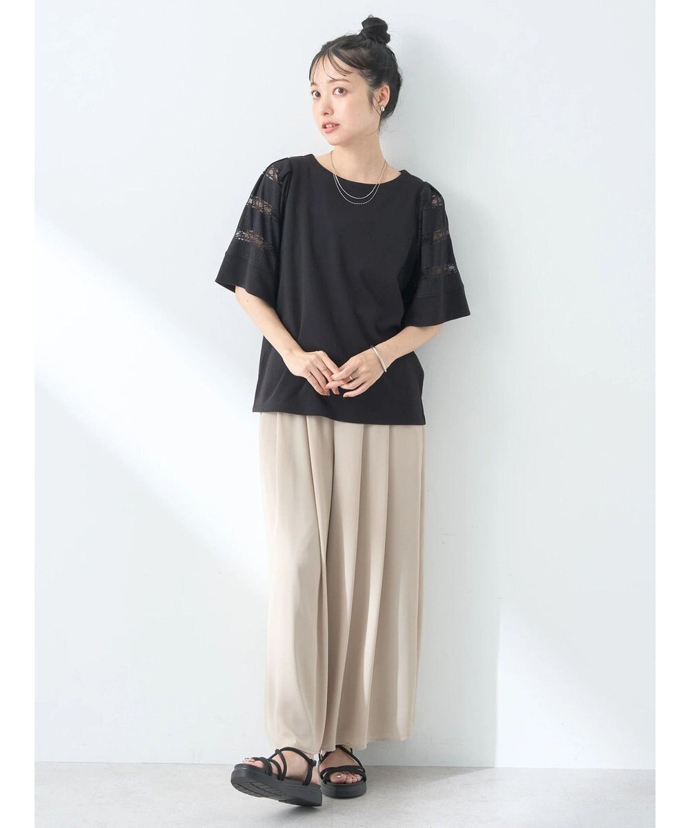 earth music&ecology フレア袖レースプルオーバー 