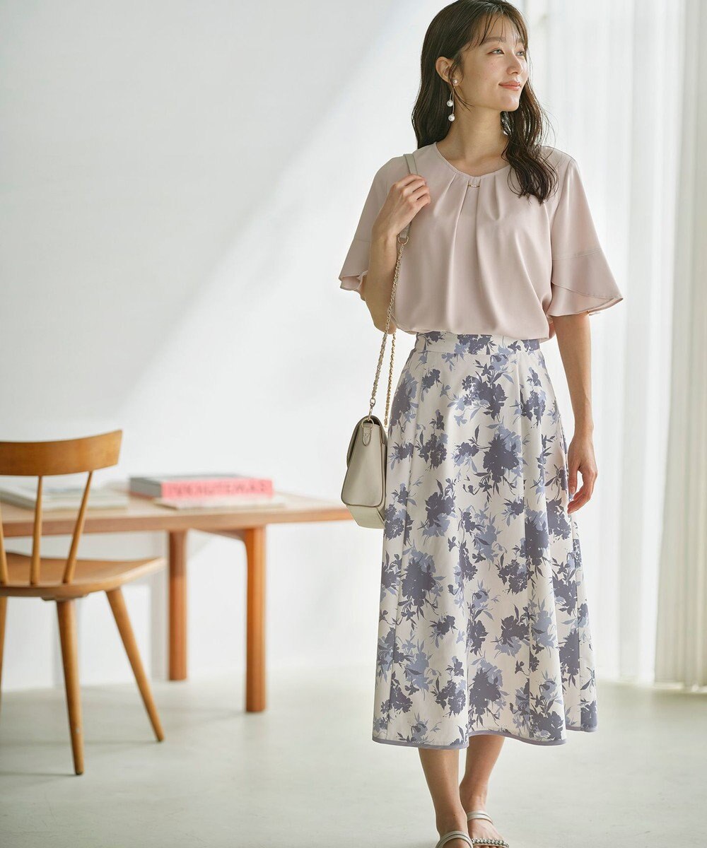 ANY SIS L 【撥水】シルエットフラワー スカート 