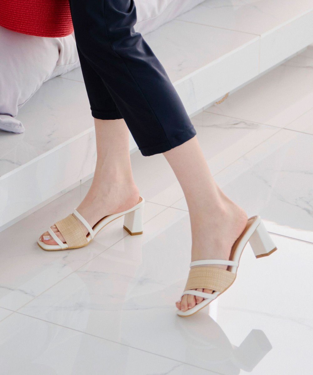Tiaclasse 【小倉優子さん着用】ラタン風配色ストラップサンダル 