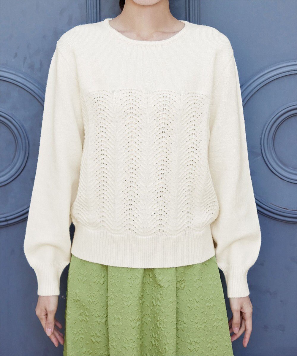 Tiaclasse 【洗える】ウェーブ編みニットプルオーバー 