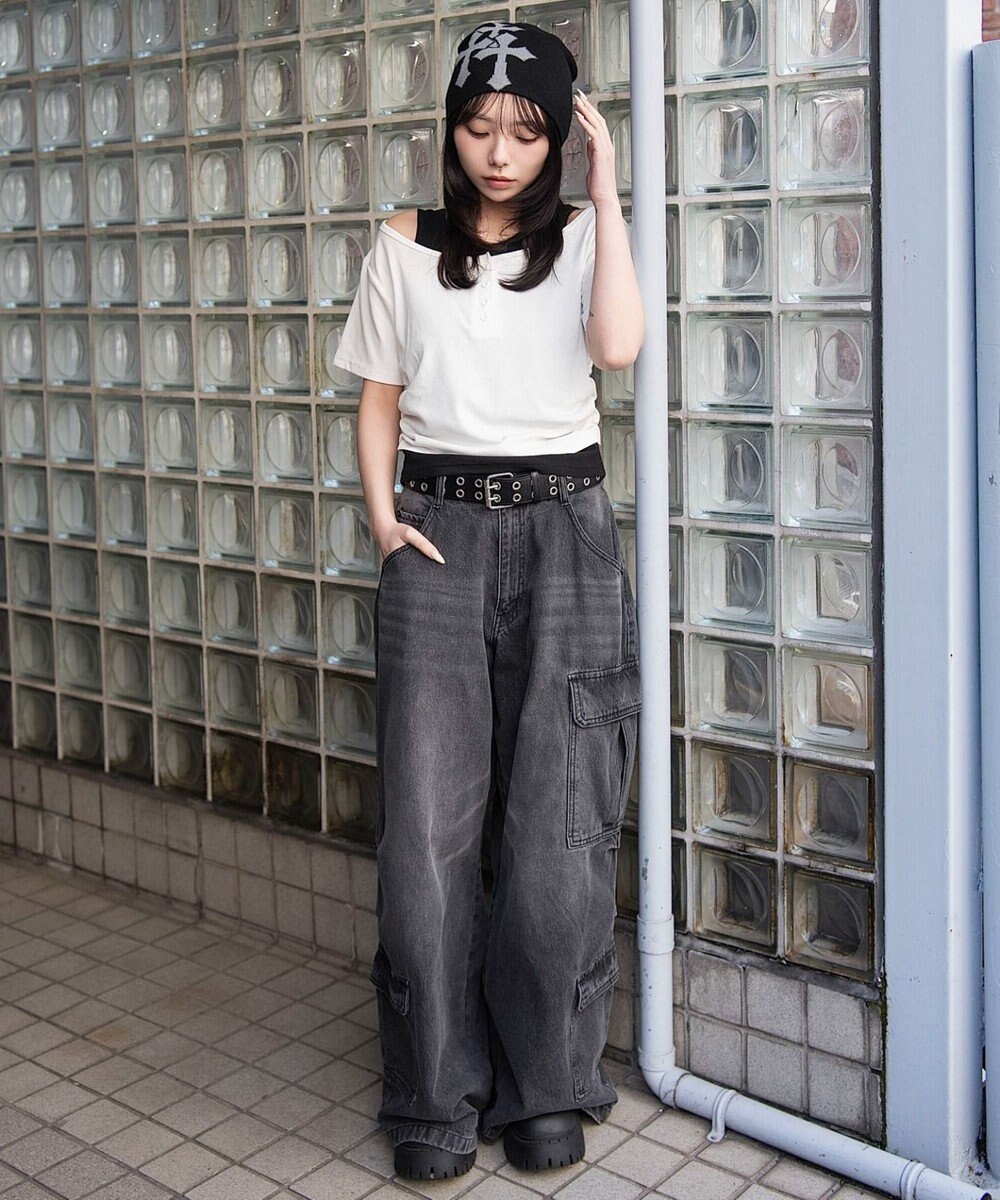 WEGO レイヤードキーネック半袖T 