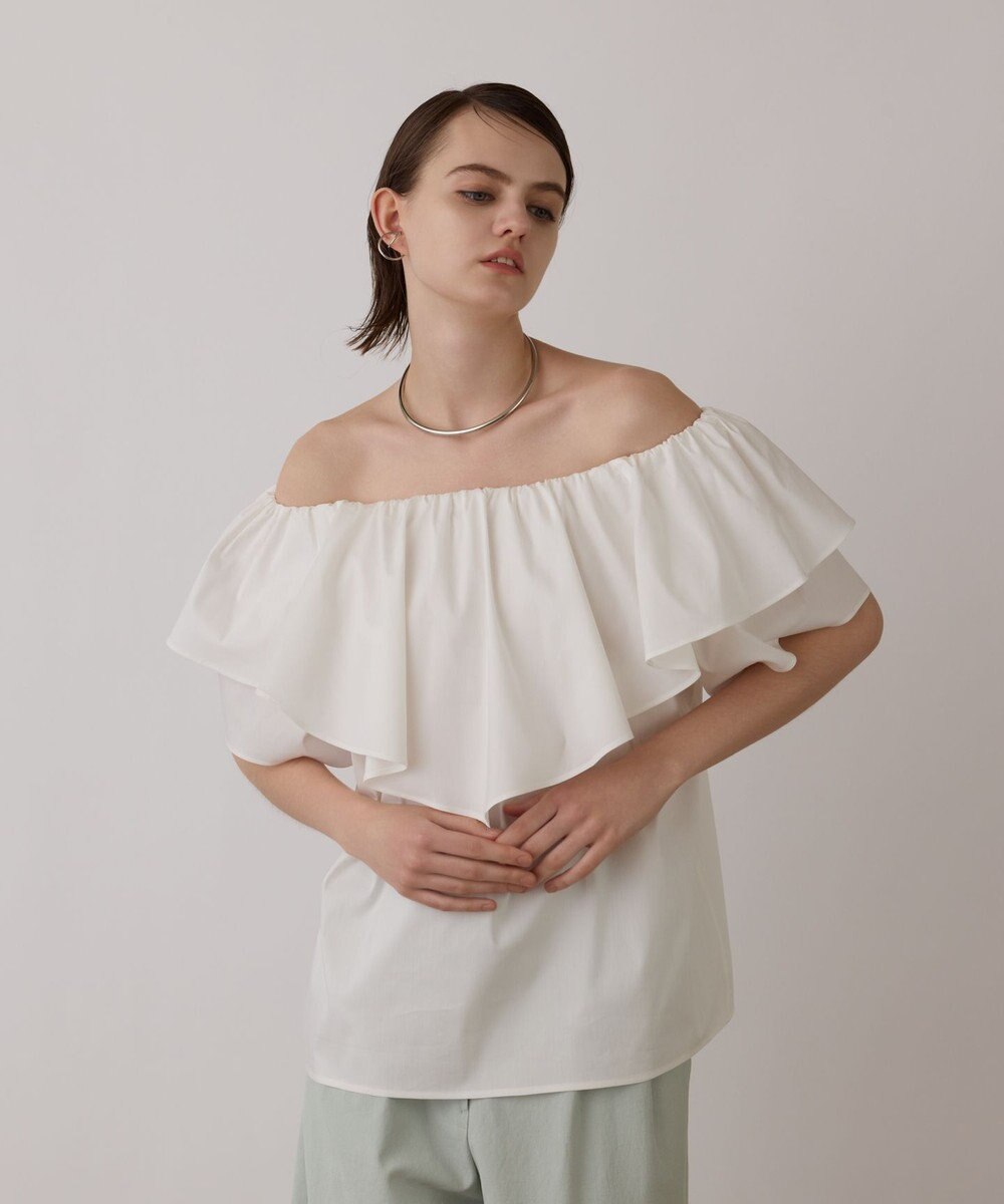 GRACE CONTINENTAL フリルオフショルトップ 