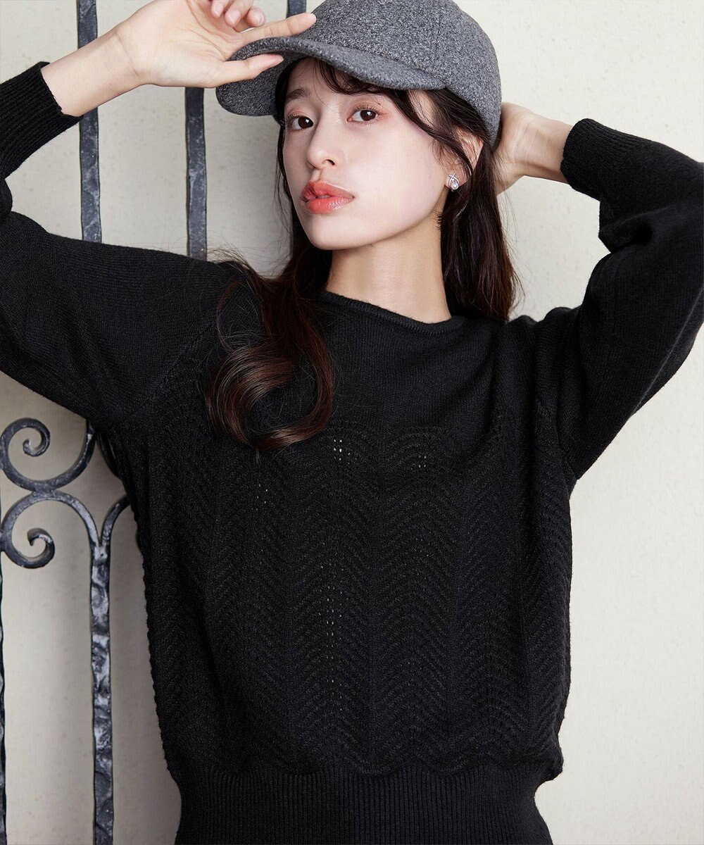 Tiaclasse 【洗える】ウェーブ編みニットプルオーバー 