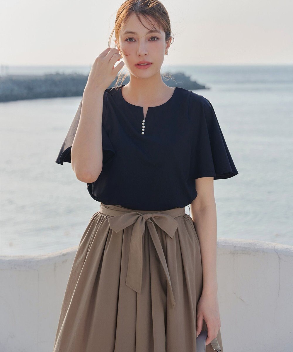 Tiaclasse 【トップス&スカートセット・洗える】ストレッチタフタセットアップ 