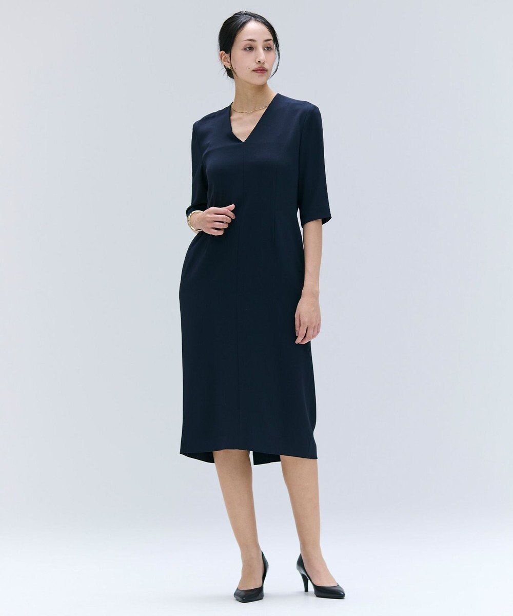 BEIGE， 【洗える・L-size】CINDY / Vネックハーフスリーブワンピース 