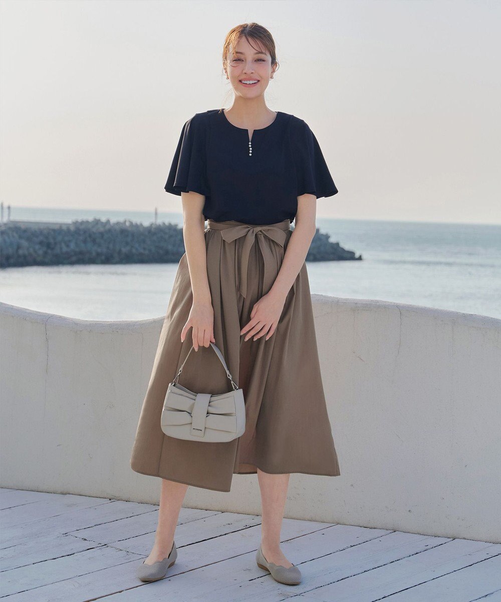 Tiaclasse 【トップス&スカートセット・洗える】ストレッチタフタセットアップ 