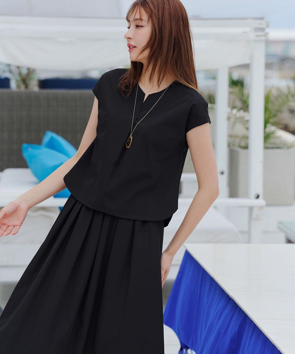 Tiaclasse 【トップス&スカートセット・洗える】ストレッチタフタセットアップ 