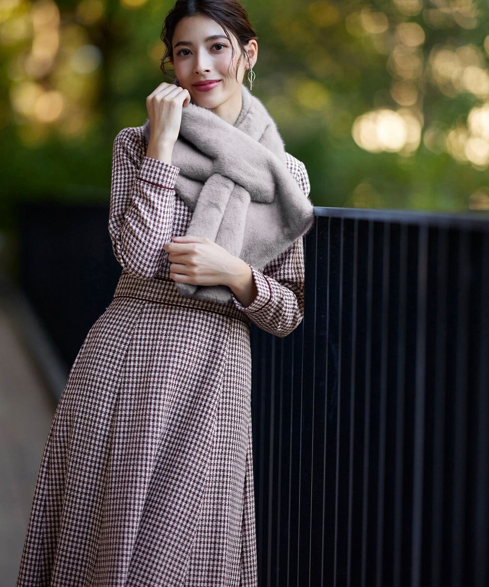 Tiaclasse 【洗える】ツイード配色フレアワンピース 