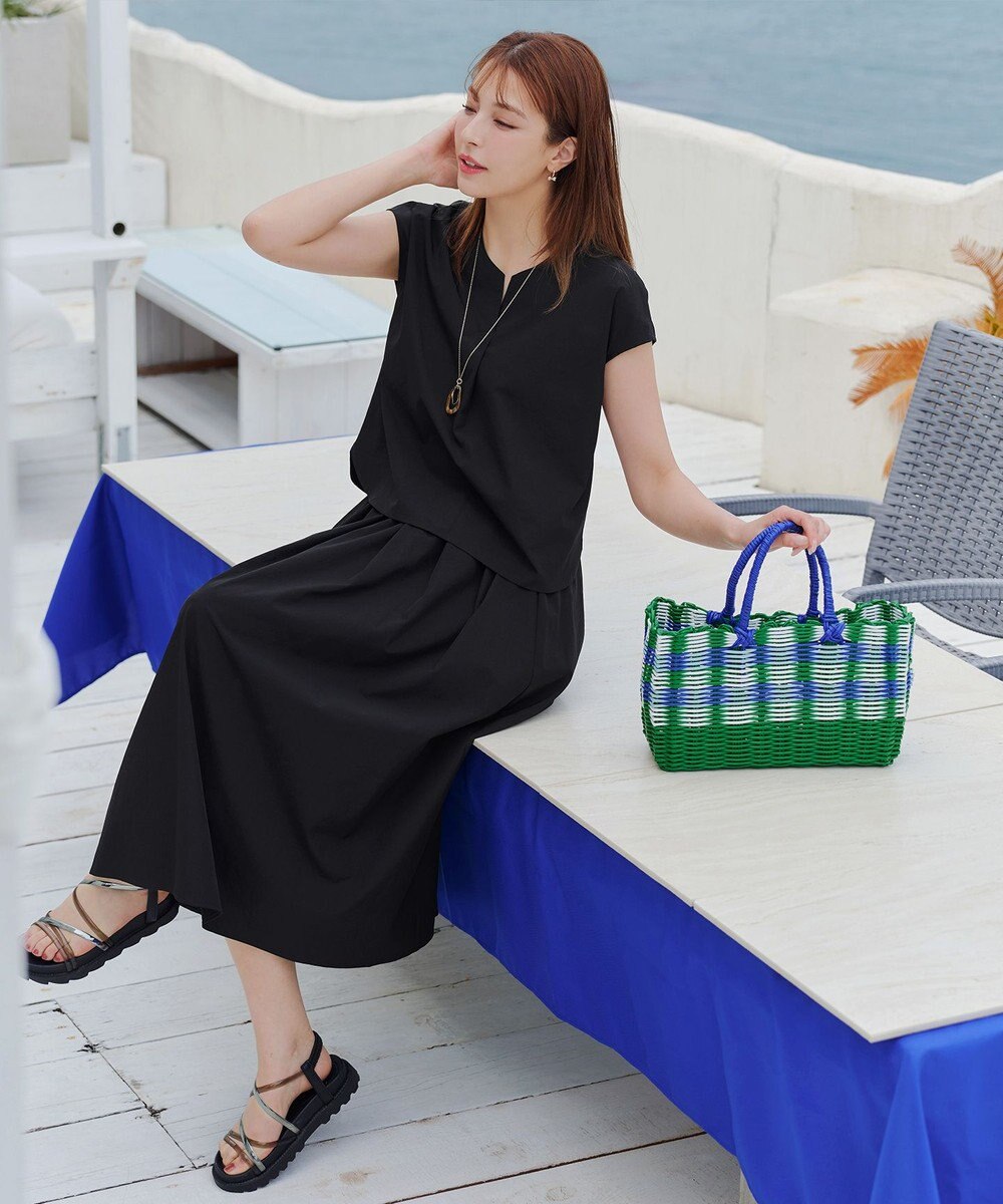 Tiaclasse 【トップス&スカートセット・洗える】ストレッチタフタセットアップ 