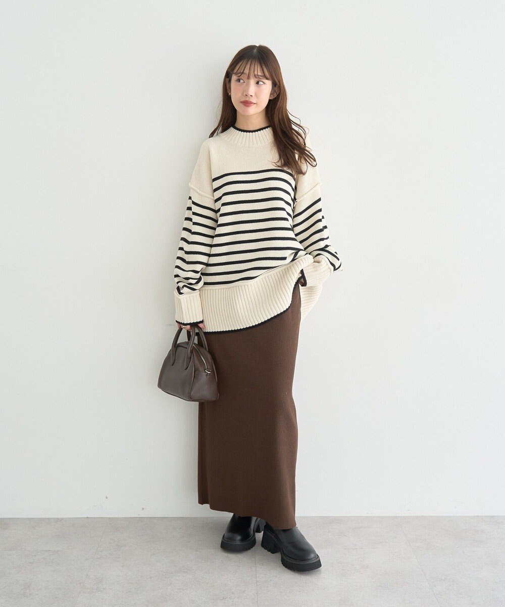 earth music&ecology 【毛玉防止 / 洗濯機洗い可】アンチピリングモックネックバックスリットニット 