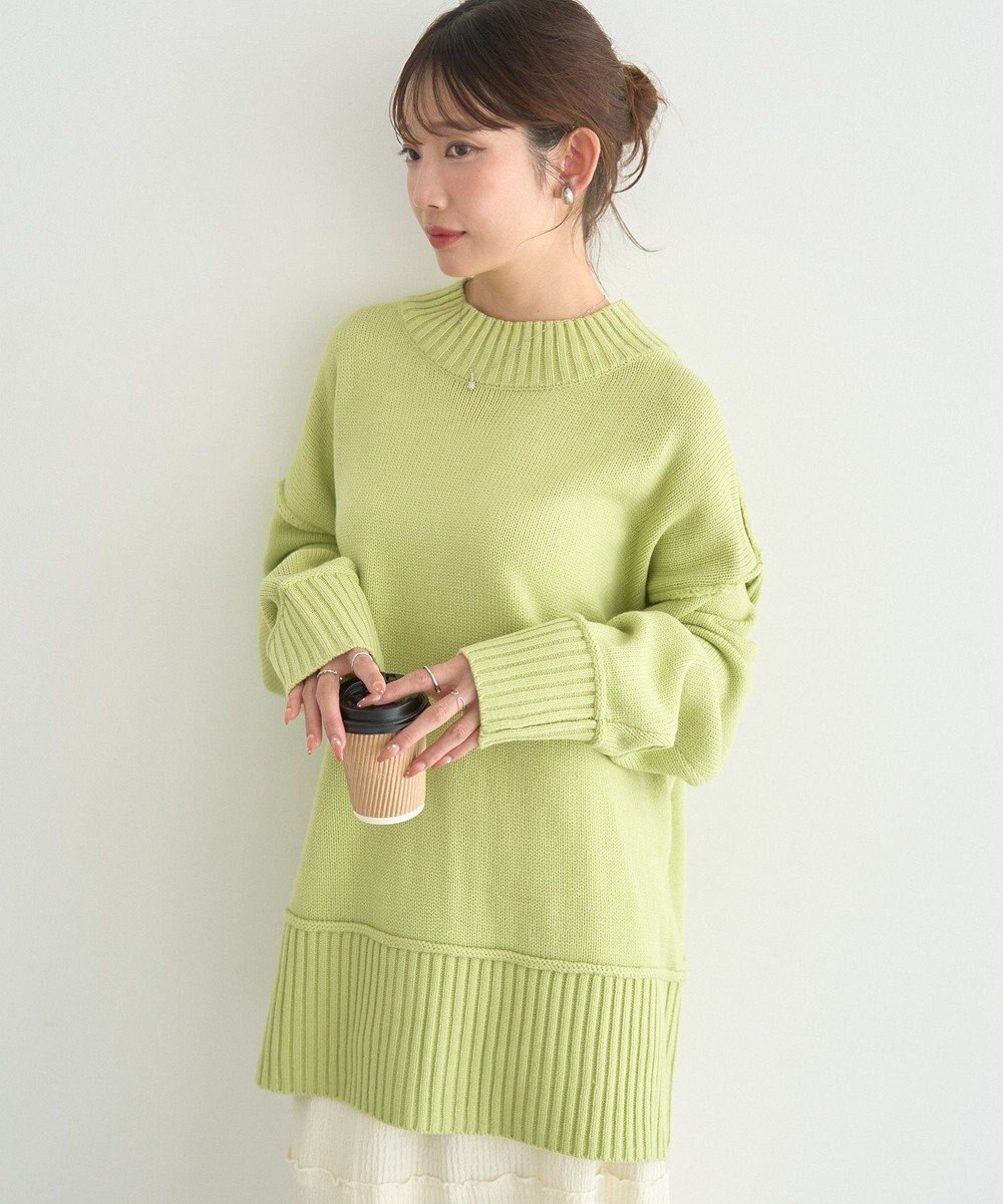 earth music&ecology 【毛玉防止 / 洗濯機洗い可】アンチピリングモックネックバックスリットニット 