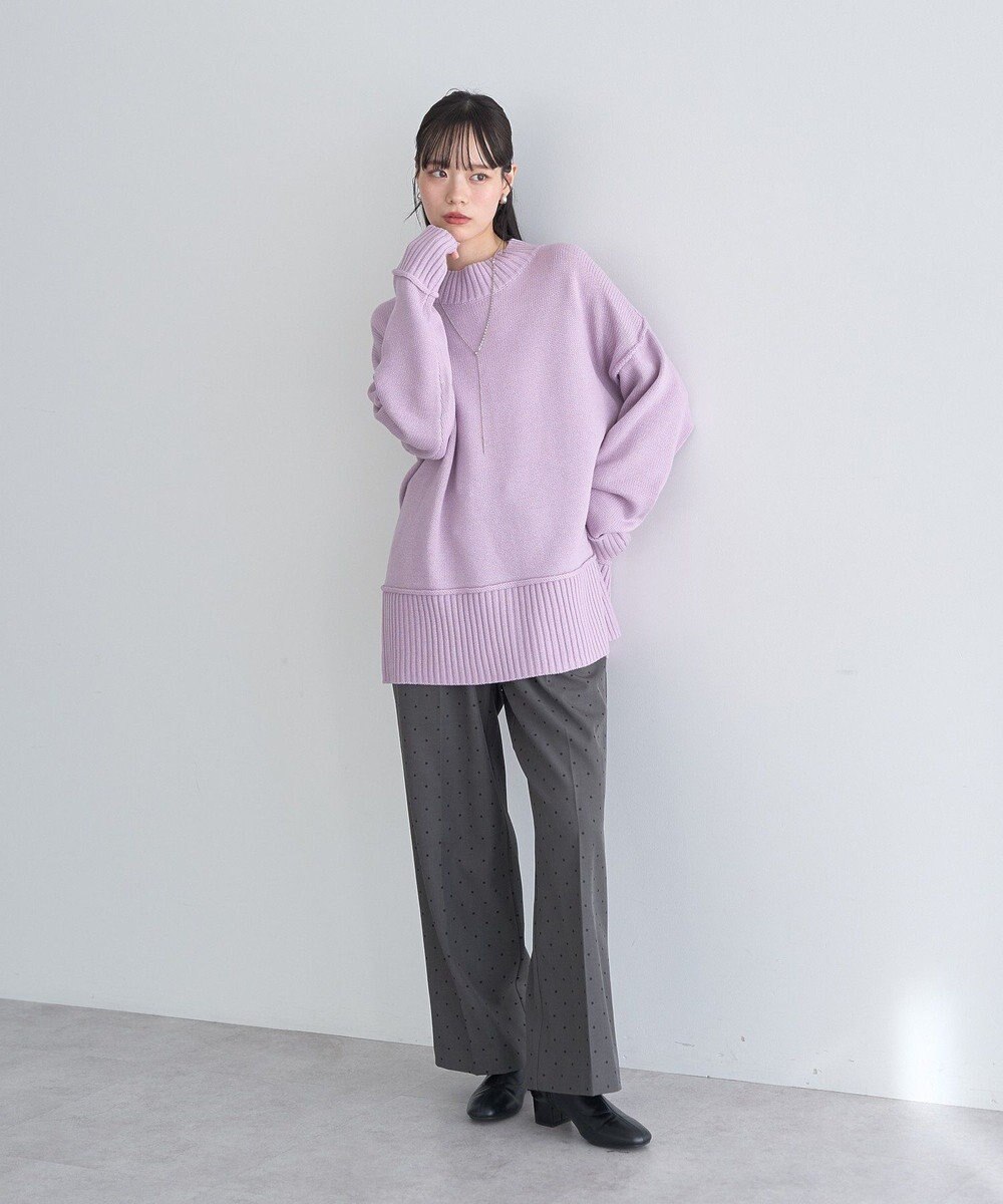 earth music&ecology 【毛玉防止 / 洗濯機洗い可】アンチピリングモックネックバックスリットニット 