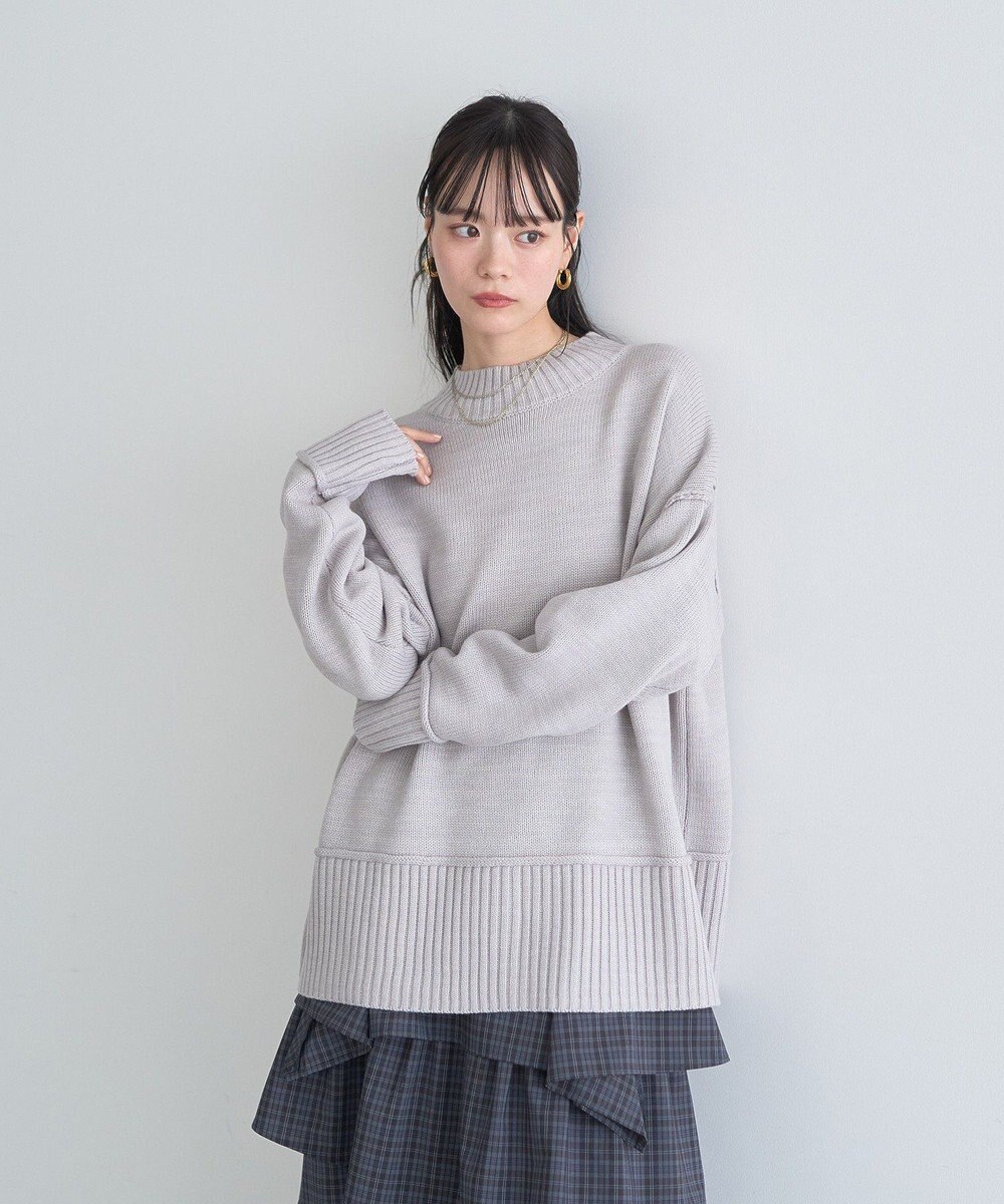 earth music&ecology 【毛玉防止 / 洗濯機洗い可】アンチピリングモックネックバックスリットニット 