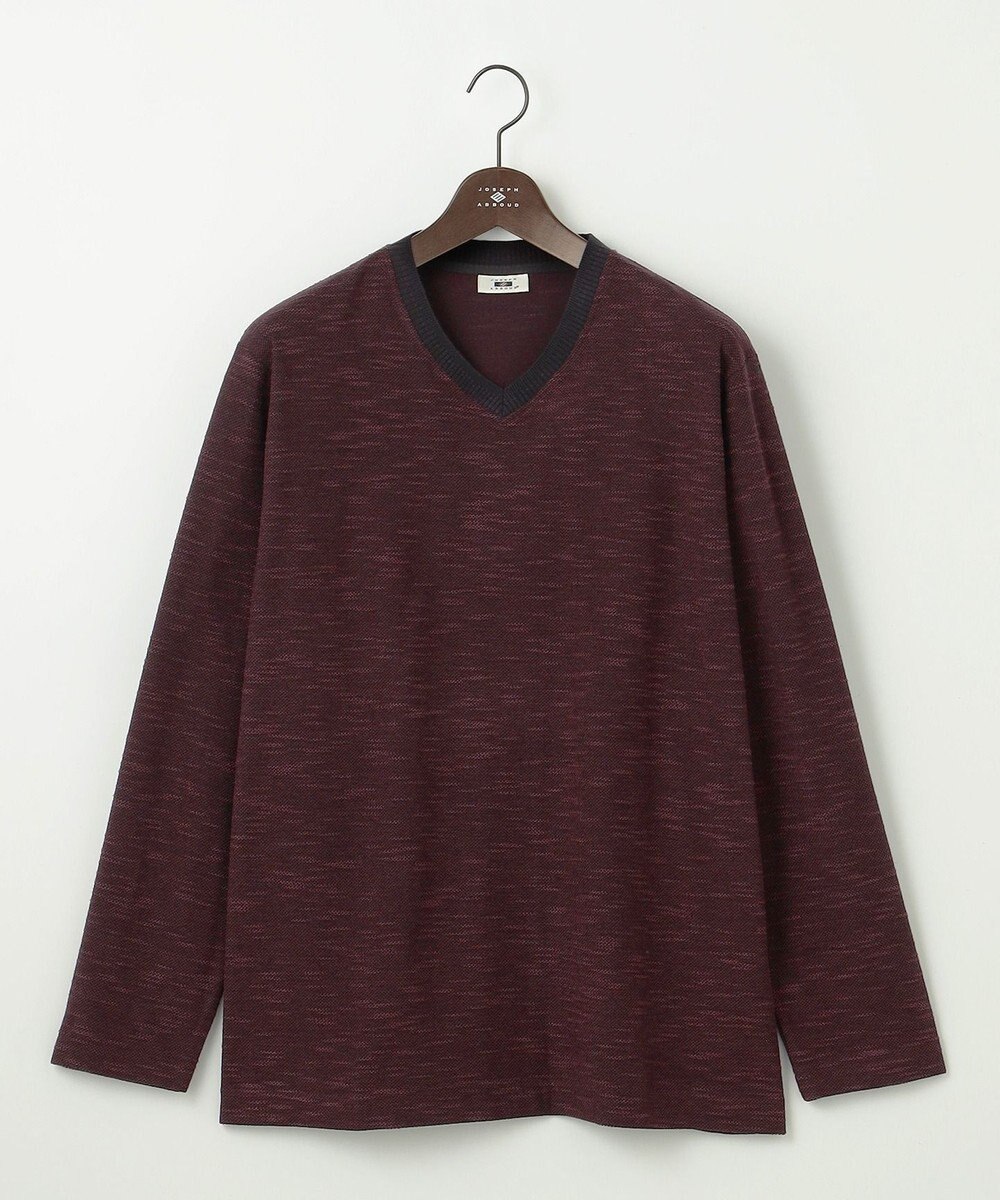JOSEPH ABBOUD 【キングサイズ・オーガニックコットン/JAPANファブリック】スラブインレイ Vネック 長袖 Ｔシャツ 
