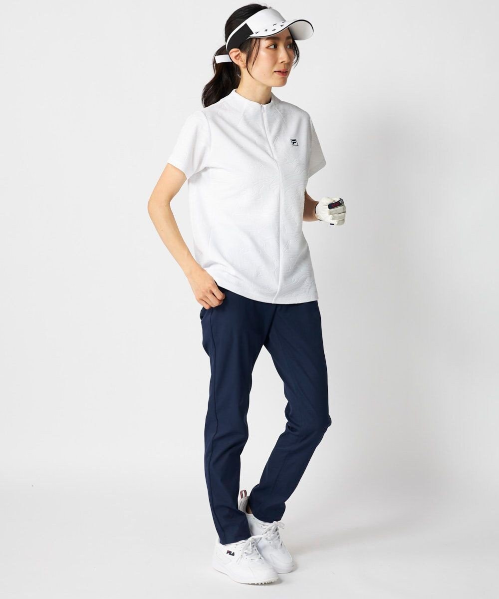 FILA GOLF／marie claire 【FILA GOLF】 チェッカーフラッグ柄エンボス半袖シャツ 