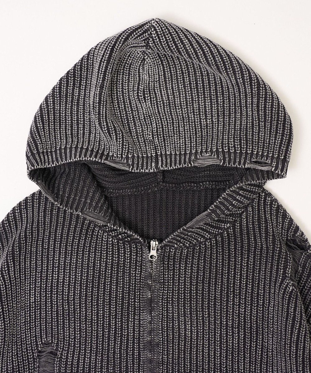 WEGO ダメージニットジップパーカー 