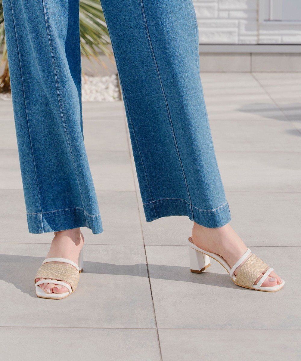 Tiaclasse 【小倉優子さん着用】ラタン風配色ストラップサンダル 