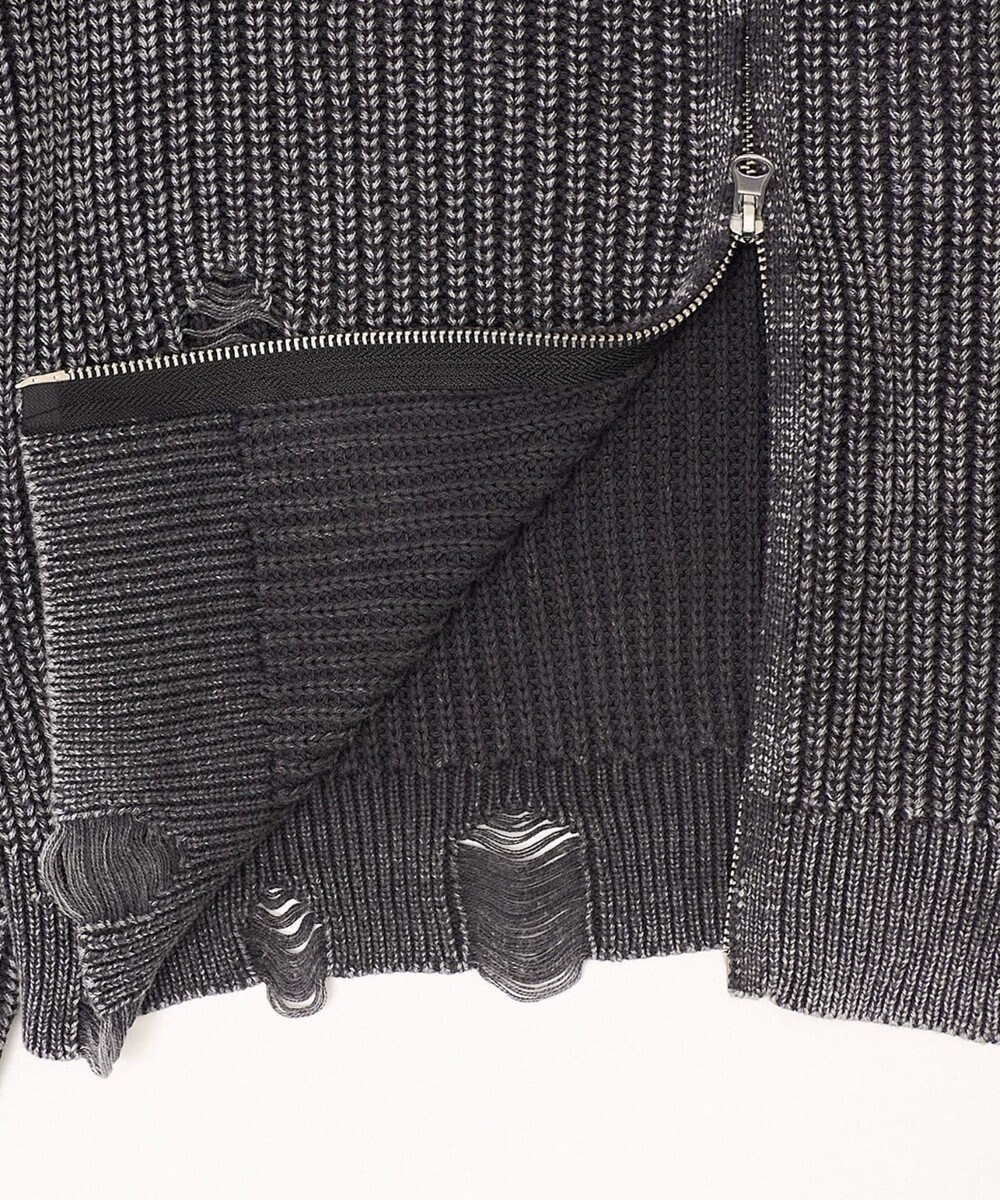 WEGO ダメージニットジップパーカー 