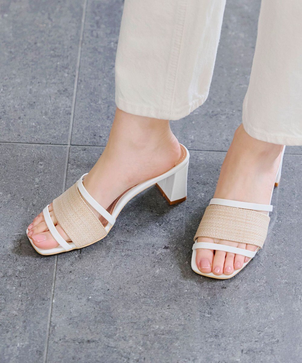 Tiaclasse 【小倉優子さん着用】ラタン風配色ストラップサンダル 