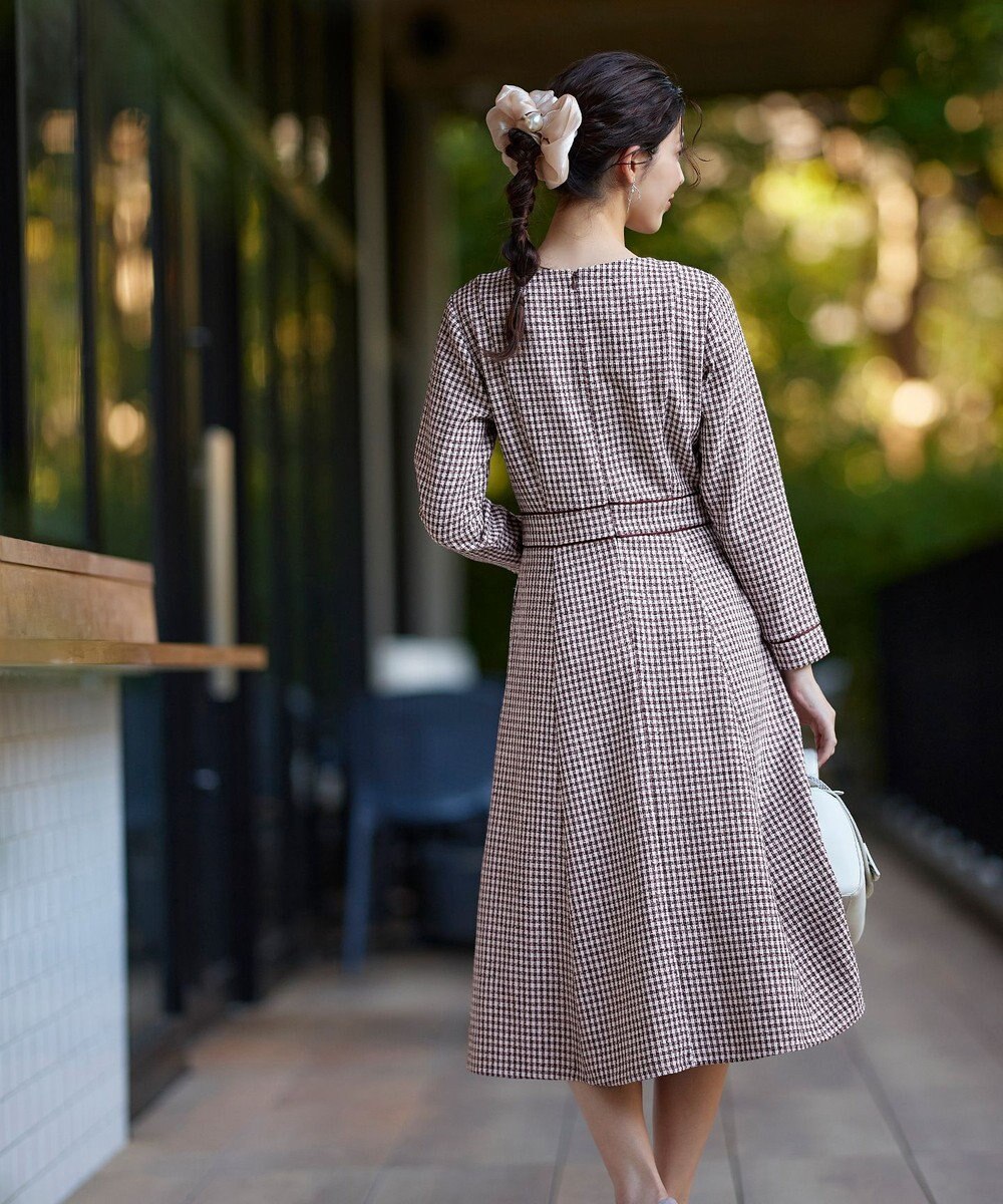 Tiaclasse L 【洗える】ツイード配色フレアワンピース 