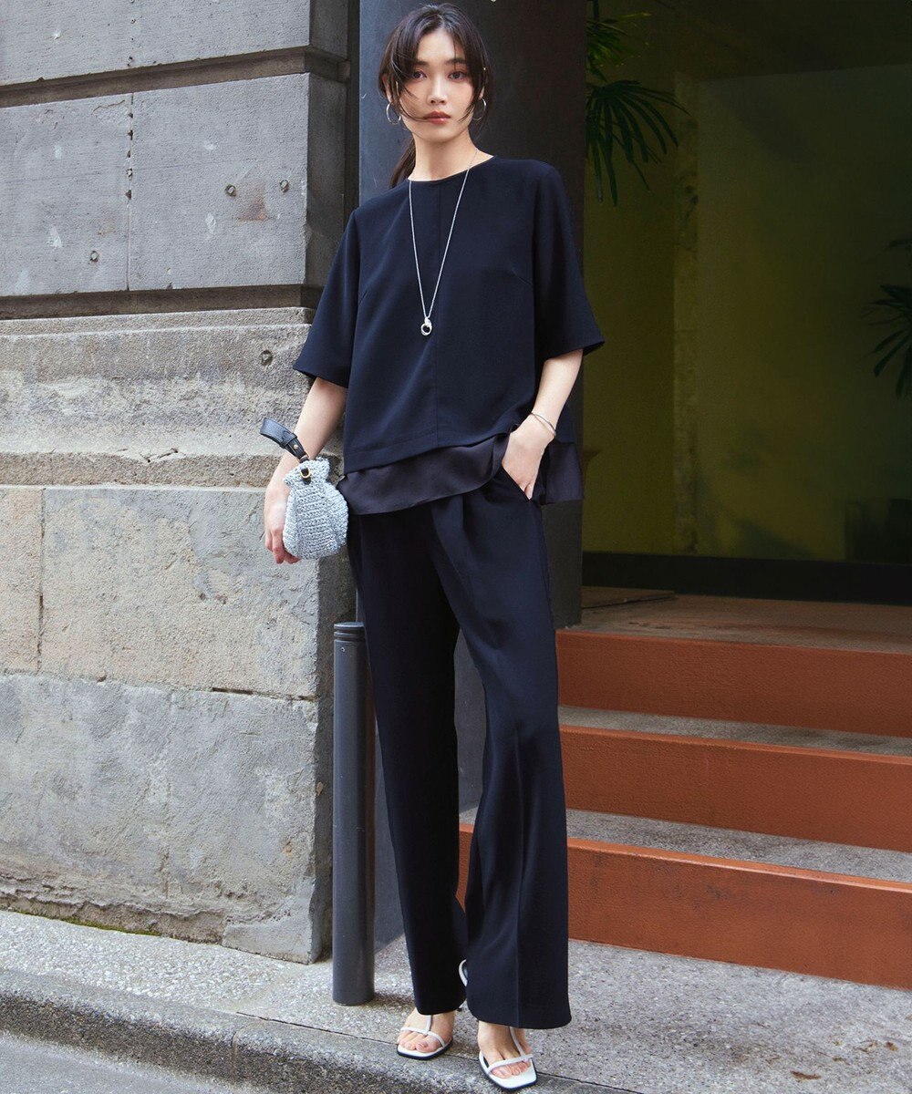 23区 【吸水速乾/UVカット/接触冷感】ストレッチジョーゼット シアーコンビ カットソー 