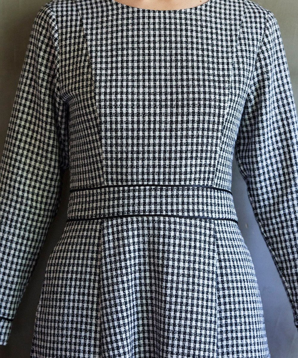 Tiaclasse 【洗える】ツイード配色フレアワンピース 