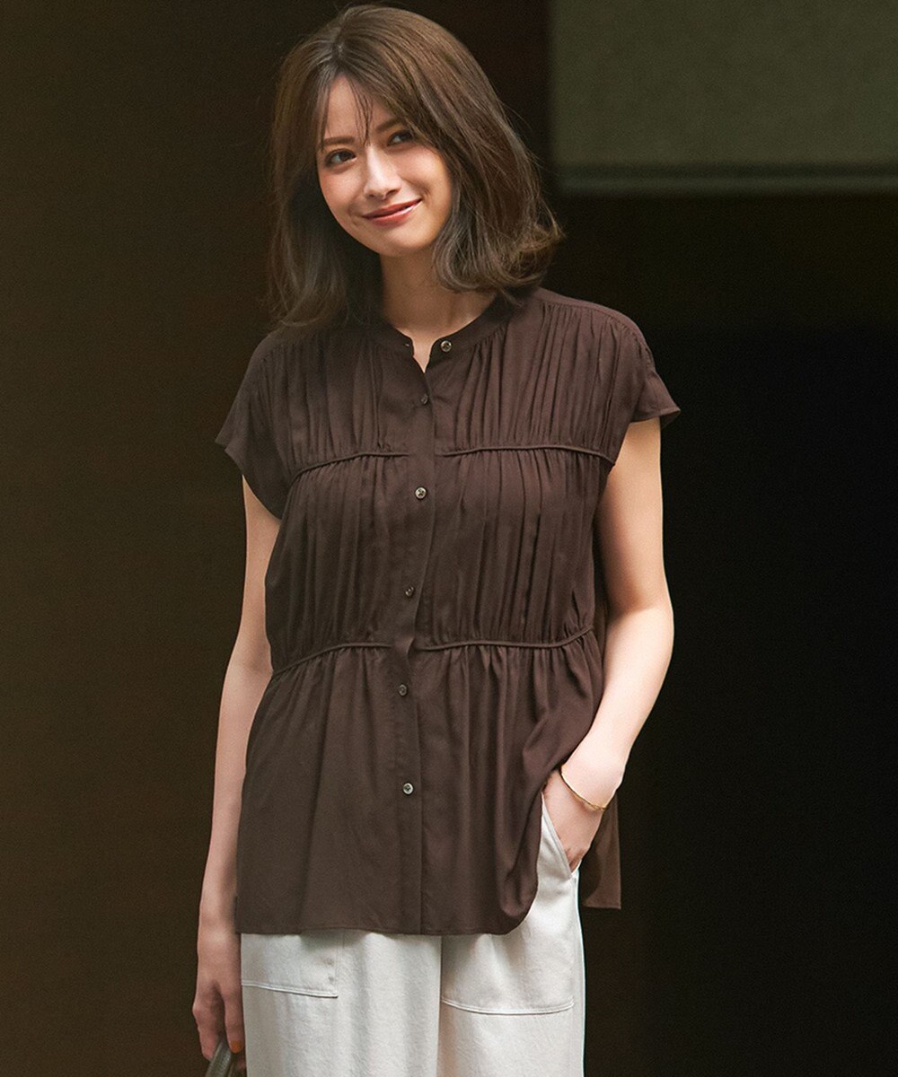 23区 S 【接触冷感/WEB&一部店舗限定】レーヨンスパローン ティアード ブラウス 