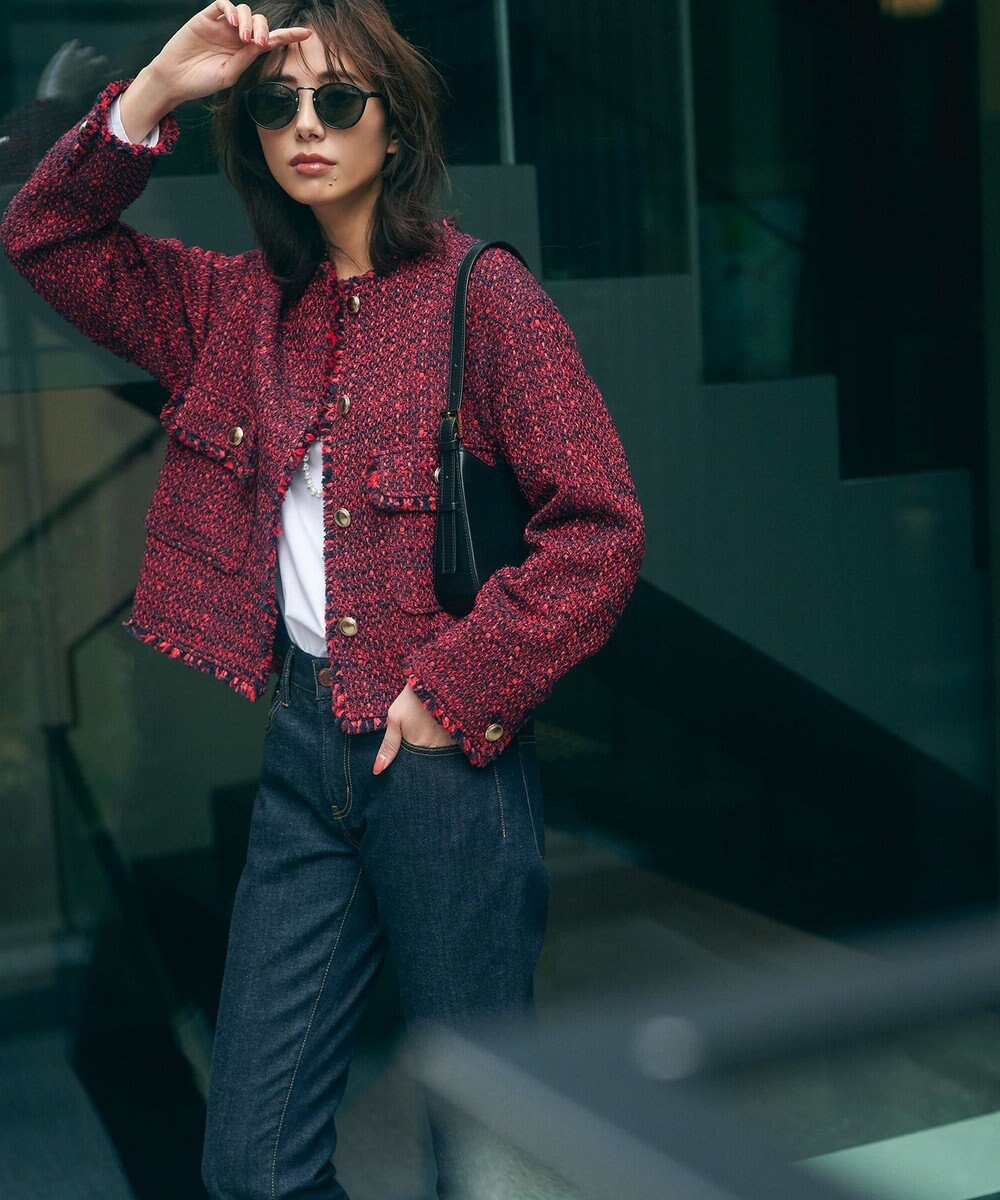 23区 L GIOLICA カラーミックスツイード ジャケット 