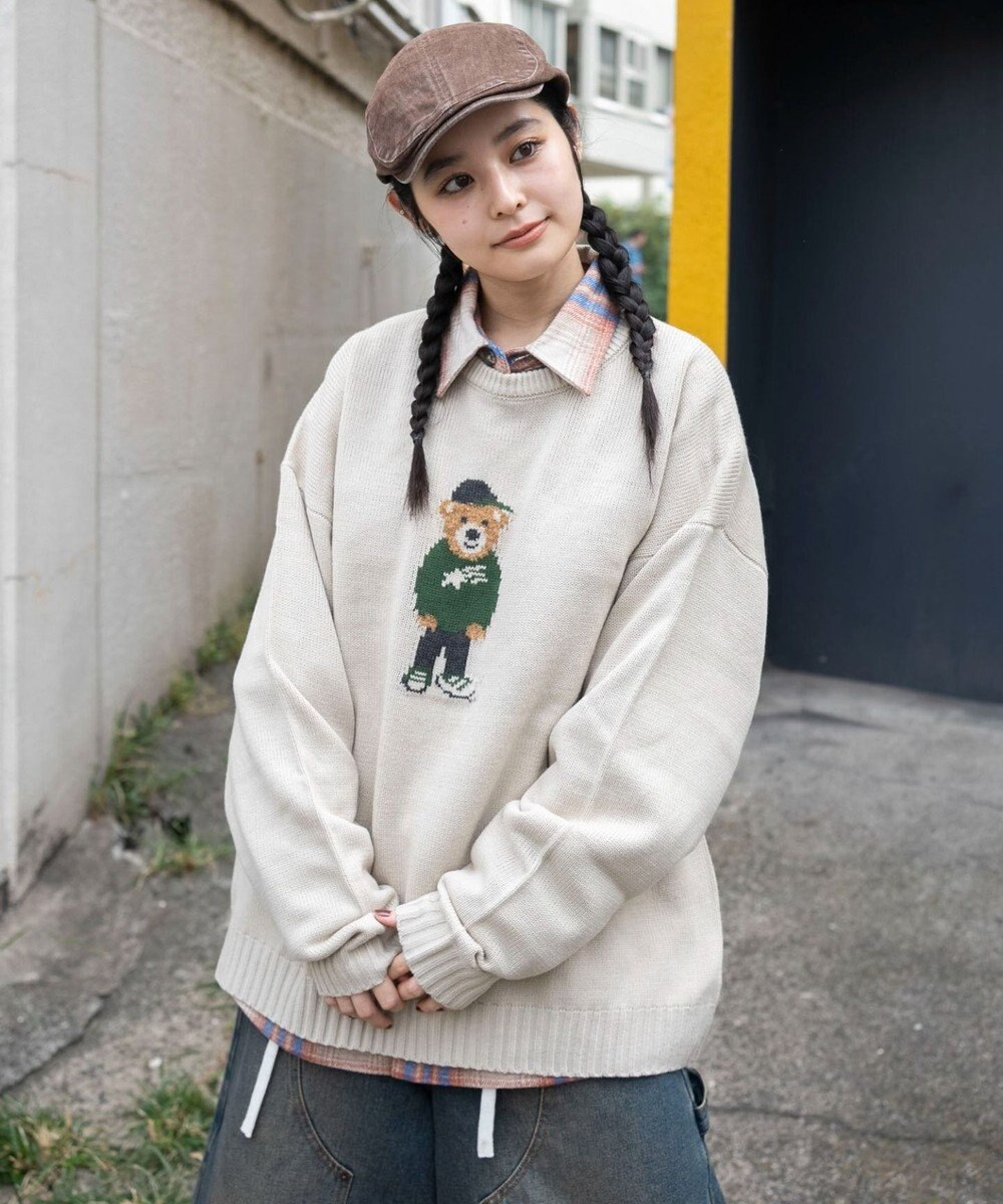 WEGO 【ユニセックス着用ITEM/MLサイズ展開】ジャガードアニマルプルオーバー 