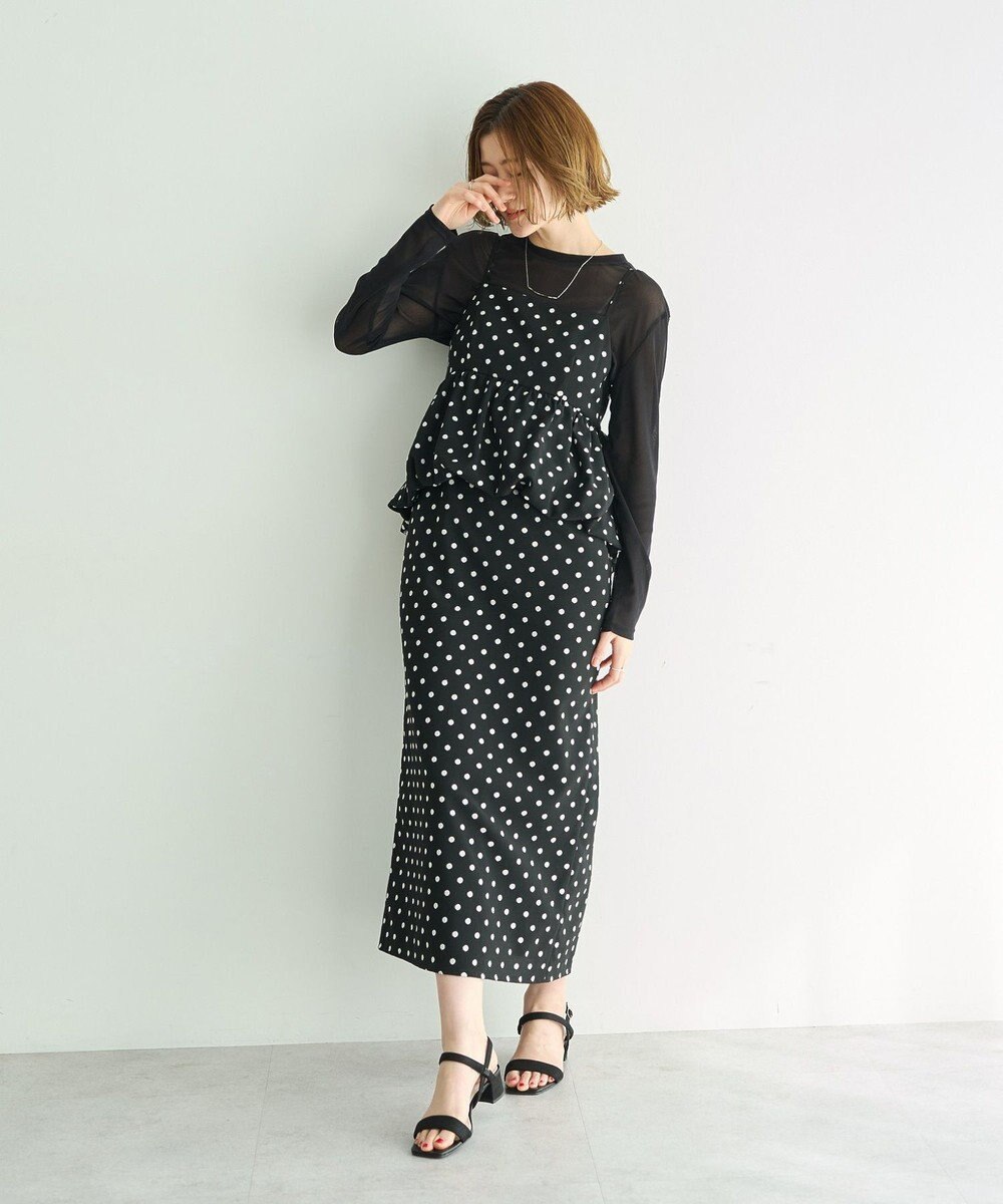 YECCA VECCA ドット柄バルーンキャミワンピース 