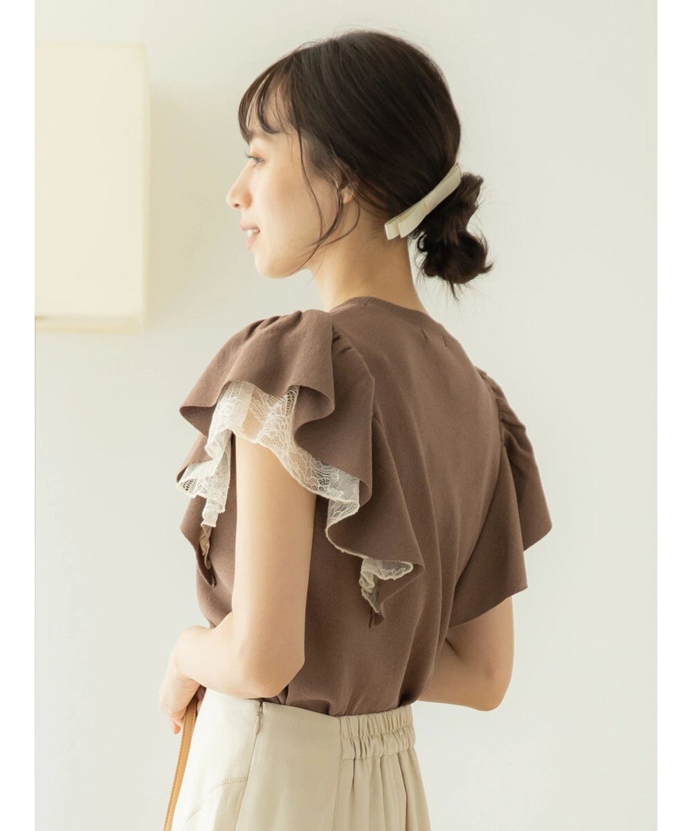 earth music&ecology レースドッキングフリルニットプルオーバー 