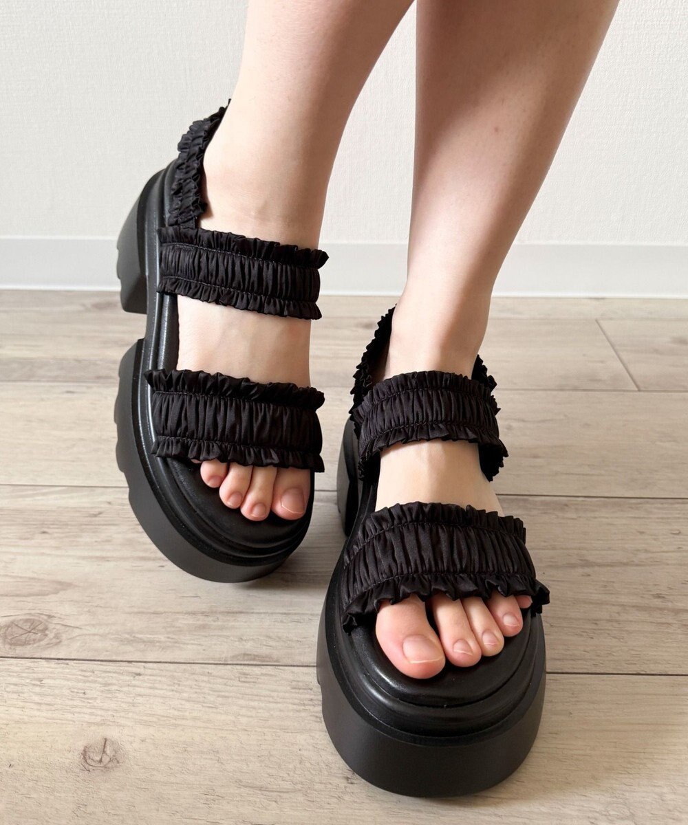 WEGO 厚底フリルギャザーサンダル 