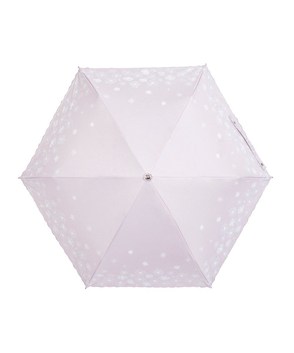 MOONBAT 【遮光率100％/遮熱/UV】LANVIN en Bleu (ランバン オン ブルー)晴雨兼用日傘 フラワーグリッター シルバースカラ刺繍 花柄 折りたたみ傘 簡単開閉 