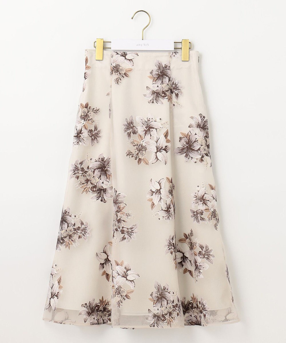 ANY SIS L 【洗える】フラワーオパールプリント スカート 