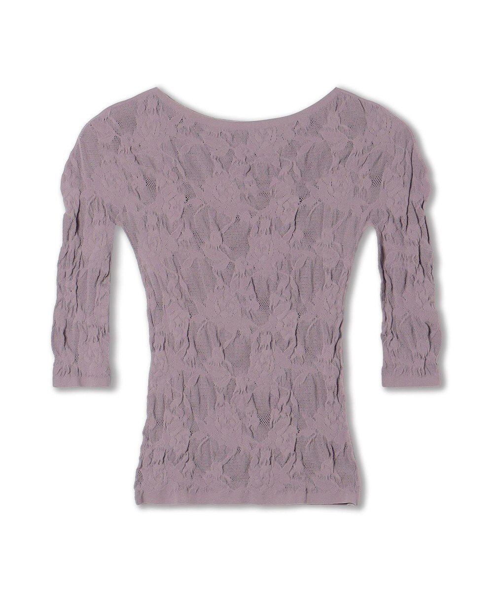 Chacott 【ノーソーイングニット】シアーレースボートネックトップ 