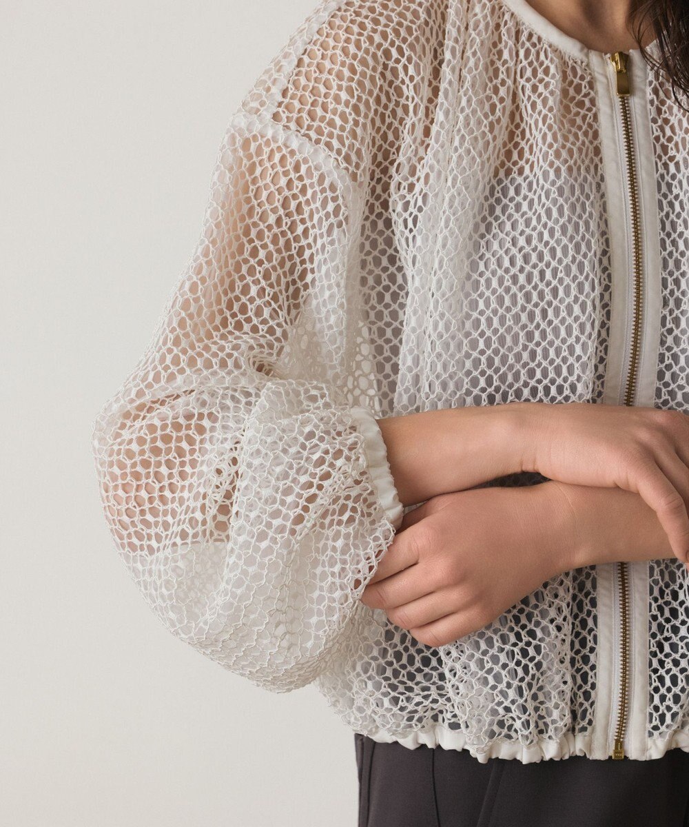 GRACE CONTINENTAL メッシュギャザーブルゾン 