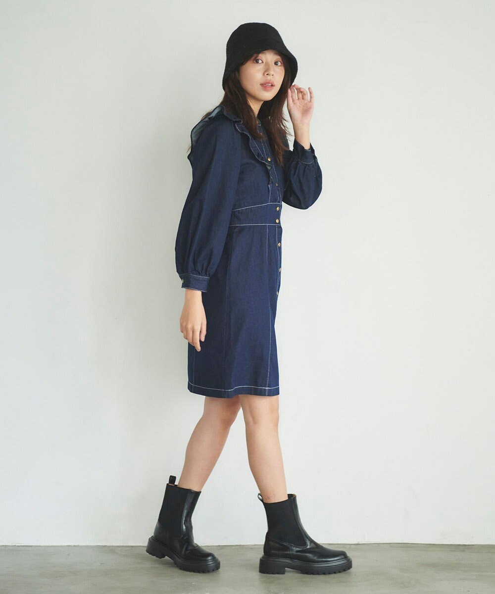 Feroux 【洗える】デニムミディ ワンピース 