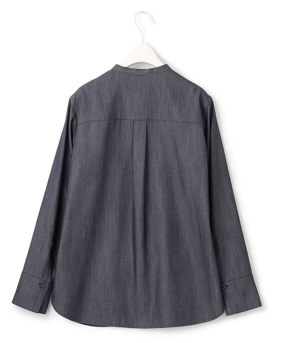 ICB 【洗える】リアクティブソフトデニム バンドカラーシャツ 