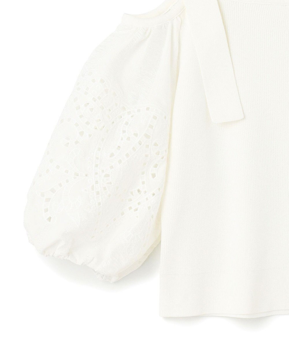 GRACE CONTINENTAL 刺繍パフスリーブニットトップ 