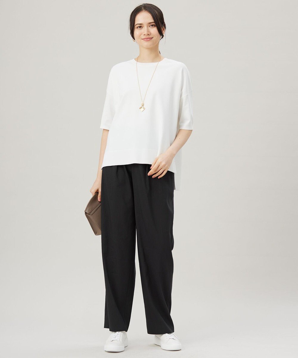 自由区 【接触冷感・UVカット・WEB限定カラーあり】クレープストレッチプルオーバー ニット 