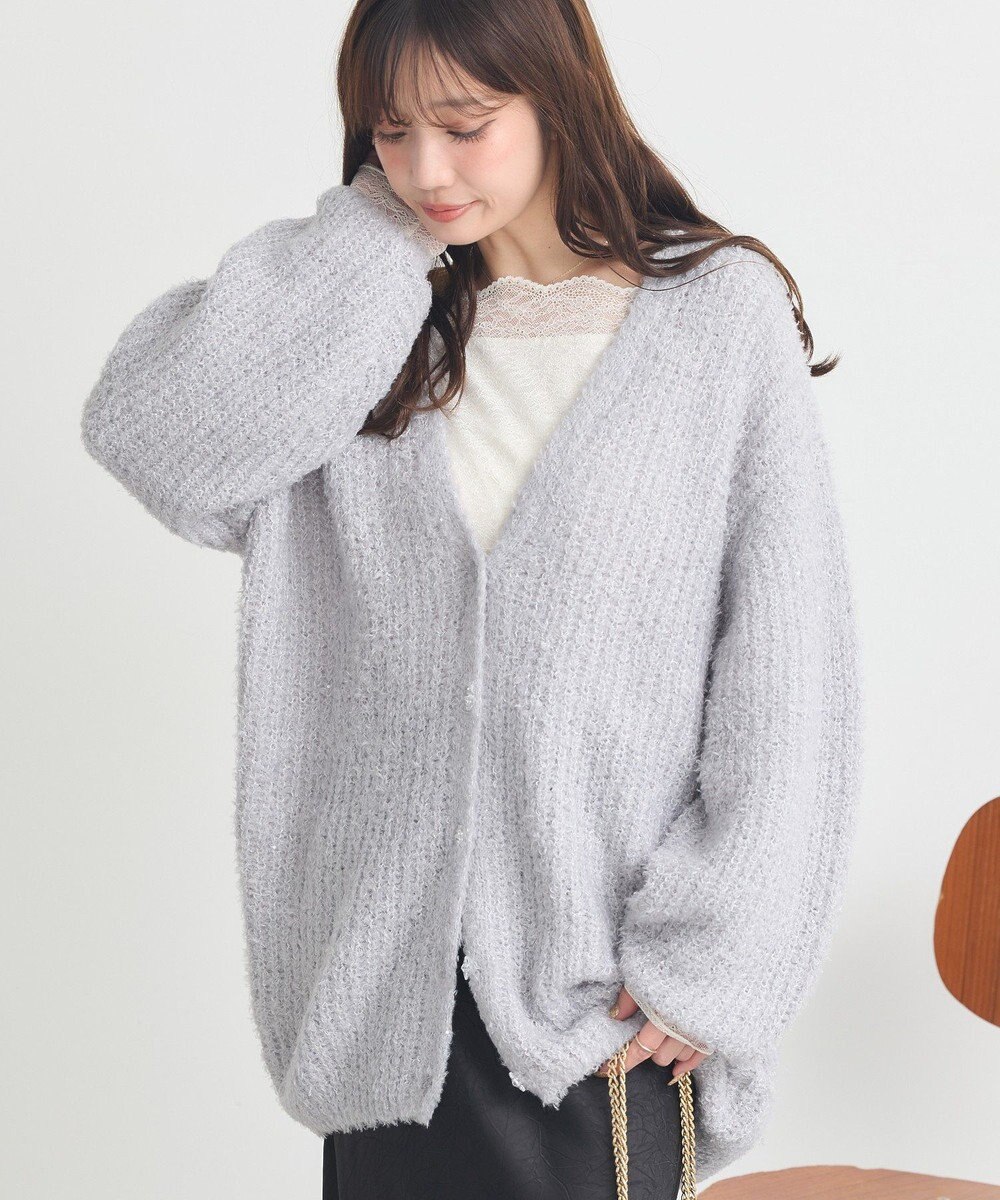 earth music&ecology スパンコールブークレカーディガン 