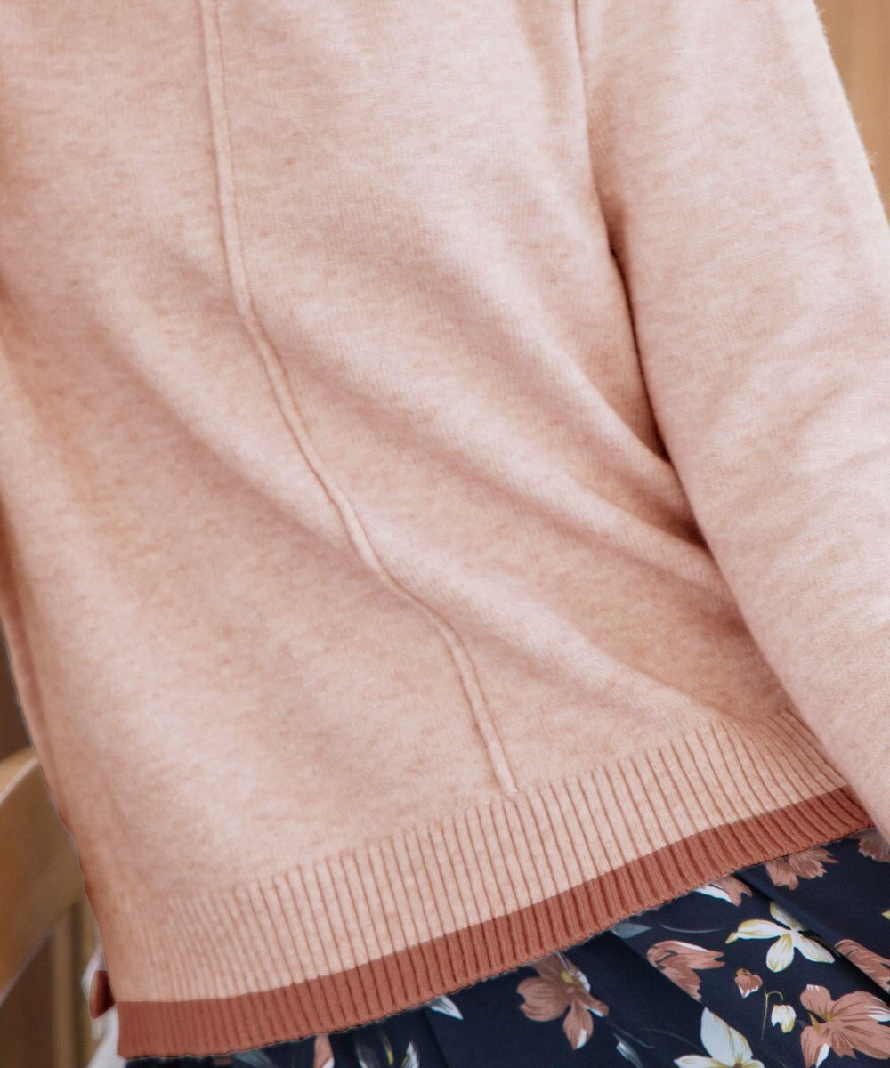 Tiaclasse L 【洗える】もっちり素材が肌触り抜群の配色ニットトップス 