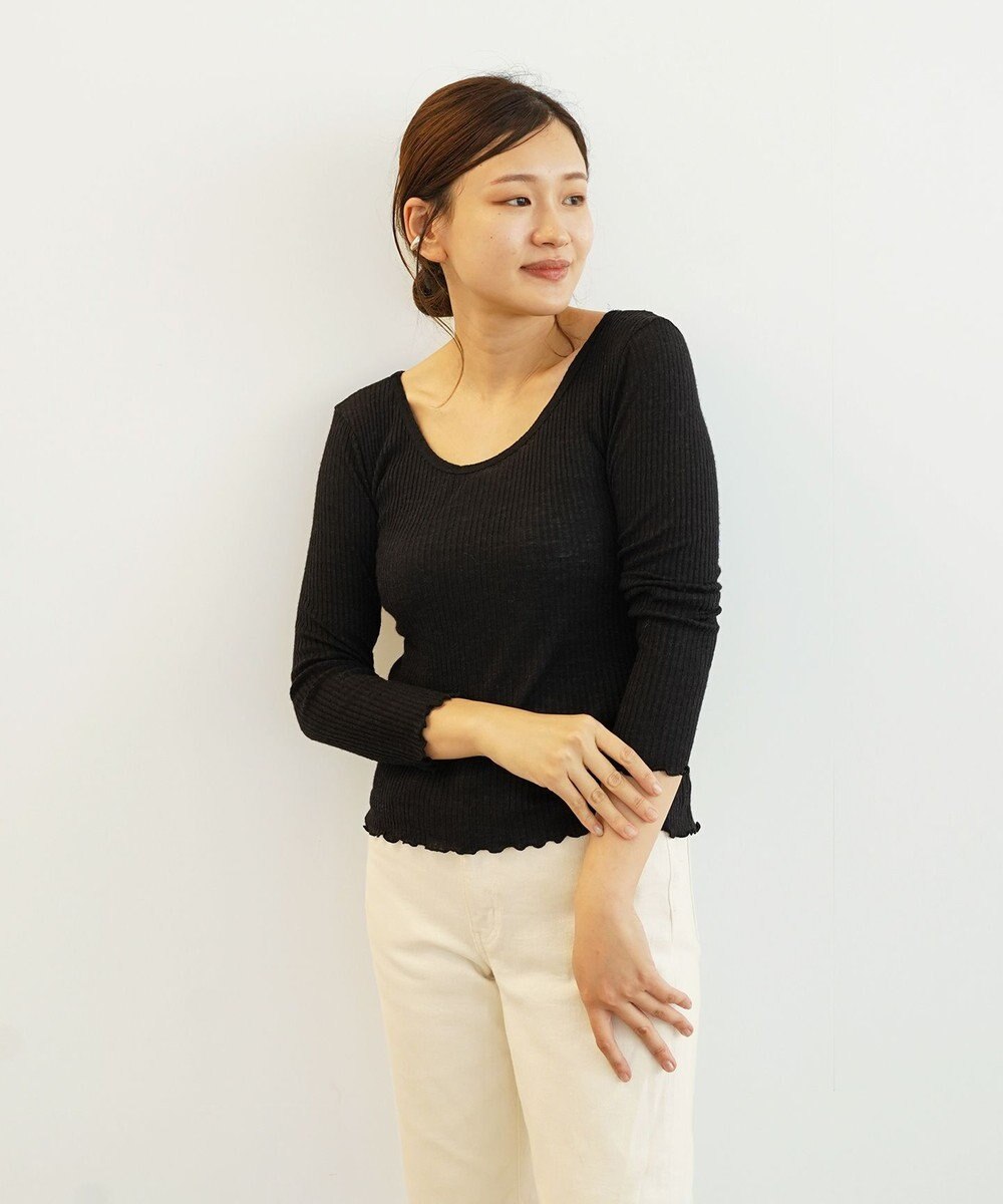 TOQUE 〈大草直子さんアドバイザー〉ベビーアルパカ×シルク ２WAYリブトップス 