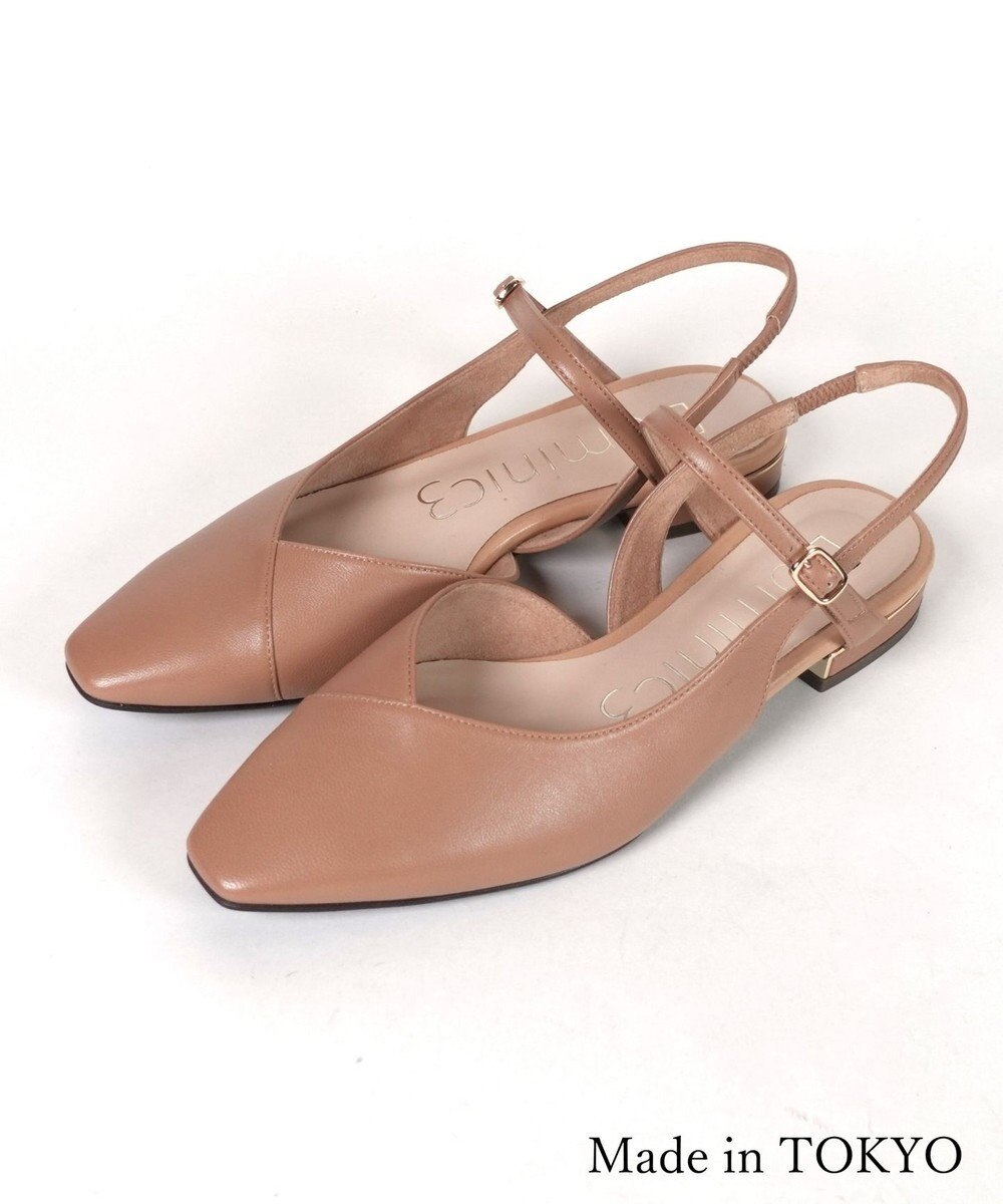 Dominic3 シープレザー Vカット バックストラップパンプス 