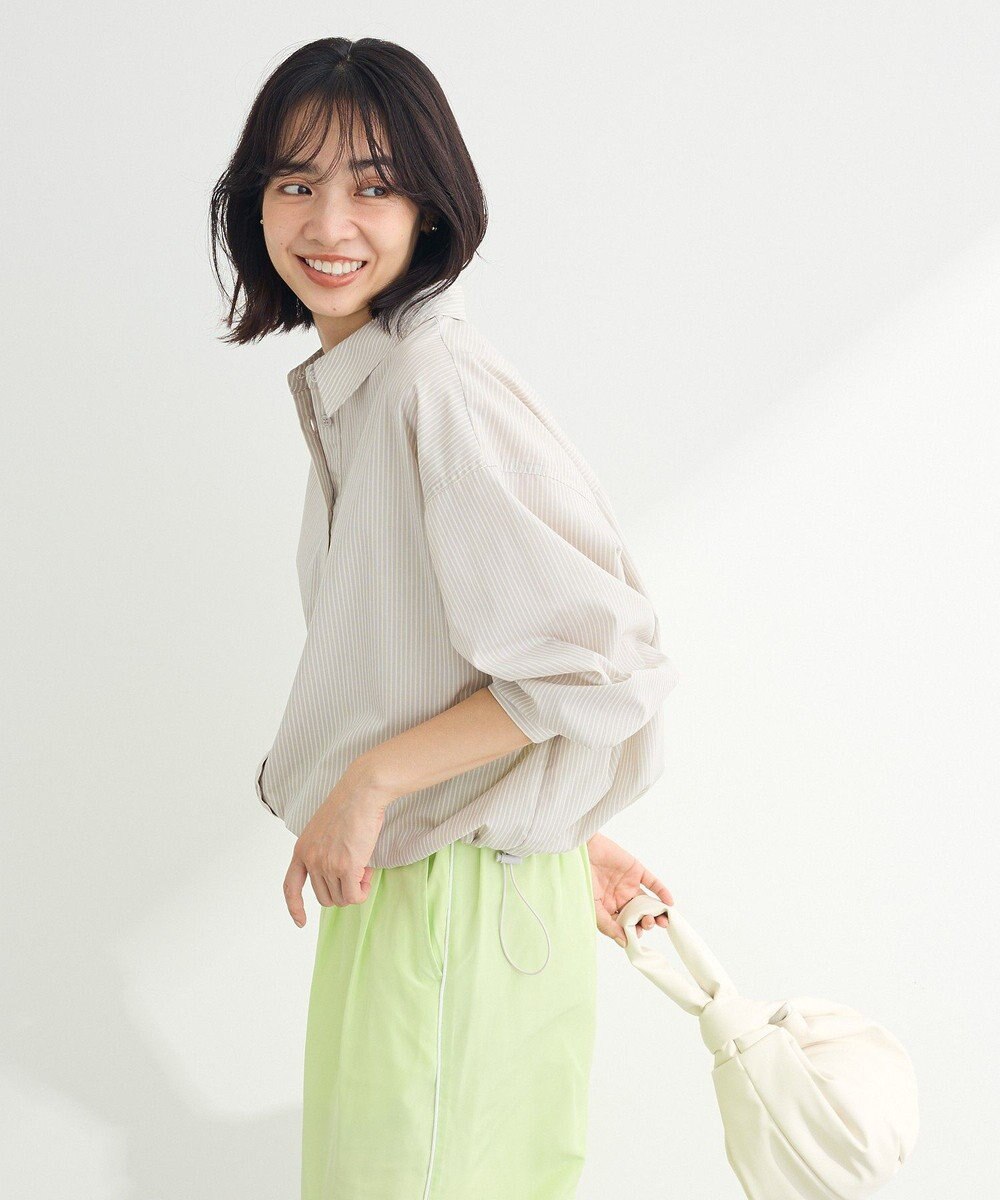 Green Parks イージーケア裾ドロストシャツ 